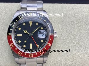 Klasik Vintage GMT Watch Sn Fabrika Yaptı 40mm Otomatik Mekanik Erkek Saatler 2836 Hareket Gümüş Bilezik Su Geçirmez 316L Paslanmaz Çelik Bilek saati-1