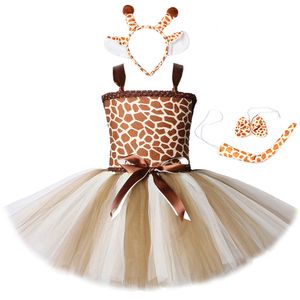 Девушка платья милые малыш -девочка Жирафа платье мультипликационные костюмы для животных для детей костюмы на Хэллоуин Девушки Рождественские платья для пачки 230403
