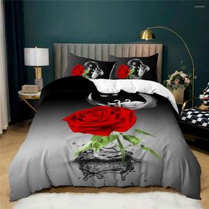 Bettwäsche-Sets Hochzeit Thema Rose Chinesisch Großhandel Heimtextilien Quilt Bad Cover Set Heiraten Dekoration Bettwäsche Hd 5D Red Flower