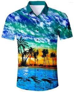 Erkekler Sıradan Gömlek Yaz Erkekler Süs Baskı Hawaii Gömlek Kısa Kollu T-Shirt Giyim Düğmesi için Kıyafetler Hawaii Vintage Giysileri