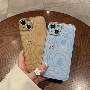 Lüks Tasarımcı Deri Telefon Kılıfı iPhone 15 Pro Max 14 13 12 Mini 11 XS XR Plus 14 Plus Moda Baskı Tasarım Klasik Arka Kapak Camellia Tree Case Luxury Telefon Kılıfı