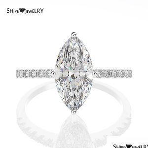 Кольца Shipei 925 Seerling Sier Marquise Cut создал Moissanite Diamonds Gemstone Обручание
