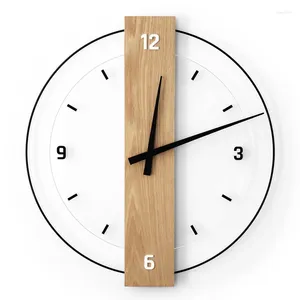 Настенные часы, простые часы, скандинавские современные квадратные бесшумные круглые часы из цельного дерева для гостиной, спальни, персонализированные декоративные украшения