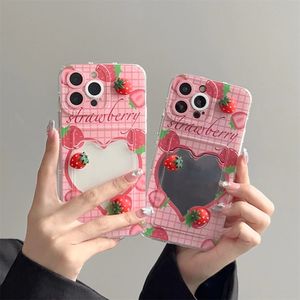 Чехол для телефона Корейский милый 3D клубничный чехол для карт Love Прозрачный силиконовый чехол для iPhone 14 Pro Max 11 12 13 Xs Xr 7 8 Plus X с мультяшным рисунком 231104