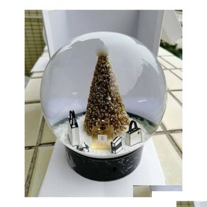 Noel Dekorasyonları 2022 Baskı Cclasics Snow Globe, Altın Ağaç İle Kristal Top için Özel Doğumd Dhxnx