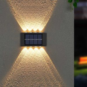 Novelty Lighting 10LED Solar Wall Lamp Outdoor Waterproof Up And Down Solar Lights Luminous Lighting Garden Decoration Stair Fence Sunlight Light P230403