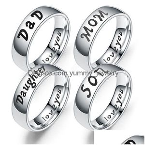 Кольца «Я люблю тебя, папа, мама, сын, дочка», кольца с буквами для женщин и мужчин, семейное теплое кольцо из нержавеющей стали на палец, модные ювелирные изделия, подарок D Dhyw2