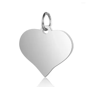 Ожерелья с подвесками, 5 шт., штампованные пустые бирки в форме сердца из нержавеющей стали, подвески с ручной полировкой и кольцом для изготовления ювелирных изделий, подарок