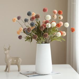 Flores decorativas 2023 Artificial 5 Cabeça Dandelion Home Wedding Room Decoration Simulation Flower Mini Table Vaso