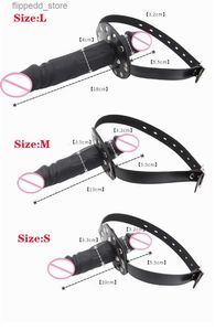 Outros itens de massagem Slave Restraint Pênis realista Double-Ended Dildo Gag Mouth Plug Bondage Head Strapon Open Mouth Gag Adulto Jogo Love Toys 18+ Q231104