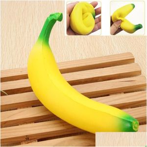 Dekompresyon oyuncak squishy muz 18cm sarı süper sıkma yavaş yükselen kawaii squishies simasyon meyve ekmeği çocuk oyuncak dekompresyon dro dhjp6