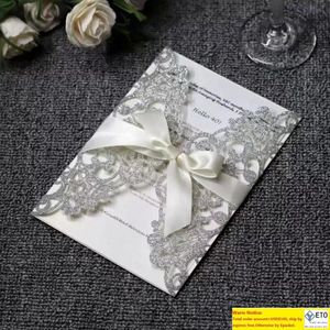 Поздравительные открытки 20pcslot с блестками бумажные свадебные приглашения с серебряным золотым лазерным приглашением с пустым внутренним универсальным