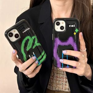 Caso de telefone engraçado chorando gato coelho para iphone 14 11 13 pro max capa bonito dos desenhos animados proteção silicone à prova de choque funda 231104