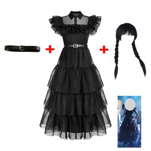 Theme Costume Wednesday Costume Role Play Girl Children's Black Gothic Costume Wednesday Costume Role Play Costume Halloween Party Women's Clothing 230404