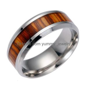 Кольца из нержавеющей стали Мужские деревянные кольца Высокое качество Мужские деревянные титановые кольца для женщин Модные украшения в Bk Прямая поставка Jewel Dhv3Q