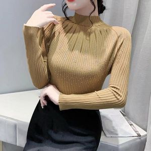 Kadın Sweaters 2023 Tasarımlar İlkbahar ve Sonbahar Örme Dantel Külot Seksi Mesh Lady High Boyn Casual Slims Kadınlar için