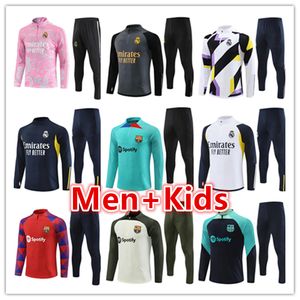 22 23 24 Real Madrids Homens Crianças Treino Futebol Treinamento Jerseys Kit 2023 2024 Barcelona Futebol Tracksuits Jaqueta Jogging Set Survetement Chandal Futbol Tuta