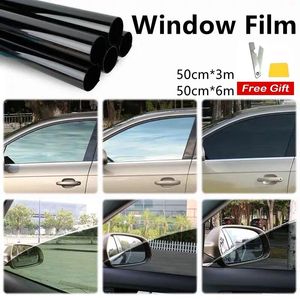 Araba güneşlik 6m Rulo Siyah Pencere Tint Film UV Home VLT% 50 Güneş Cam Sticker Otomatik Nano Seramik Folyo