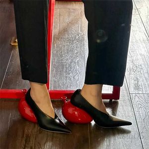 Elbise 2023 balon topuk pompaları kadınlar seksi sivri uçlu yeni tasarım bayanlar ayakkabı moda şovu slib-on yenilik zapatos para mujeres t231104
