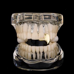 Хип-хоп рэпер Dental Teeth Grillz Золотые брекеты блестящие клыки на один зуб набор модные украшения зубные грили оптом шоу-перформанс ювелирные изделия 1929