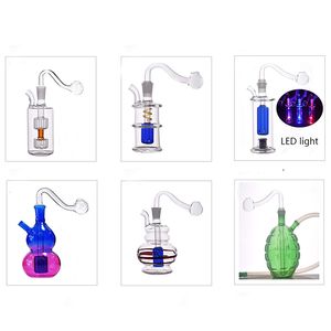 Più economico Bubbler Fumatori Pipa ad acqua Bruciatore a olio manuale Bong Recycler Catcher cenere Filtro PRC a matrice in linea con tubo e tubo per bruciatore a olio in vetro maschio da 10 mm