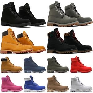 2024 Botas de Inverno Homens Mulheres 6 Polegadas Básico Premium Impermeável Bota Amarelo Areia Marrom Preto Rosa Couro Caminhadas Sapatos Clássico Designer de Luxo 10061 Botas Grande Tamanho 13