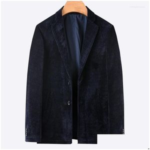 Мужские костюмы Blazers Mens Corduroy Blazer для весны 2022 года. Рабочная куртка обычная черная xl 6xl 7xl Drop Drow Apparel Cttled Dhfp2