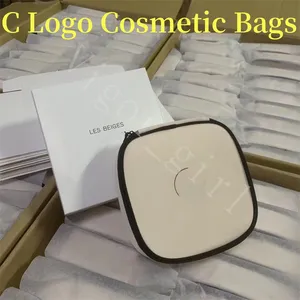 Kız Tasarımcısı Beyaz Renk Pamuklu Çantalar İçin En Kaliteli Kozmetik Çantaları Mini Kasa Çantaları Fermuarlı Logo Baskı Kutulu Büyük Kapasiteli Tuvalet Kiti Kadın Makyaj Çantası Ücretsiz Gemi