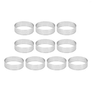 Bakeware Tools 10Pcs Circular Tart Rings With Holes Stainless Steel Fruit Pie Quiches Cake Mousse Mold Kitchen Baking Mould 7cm