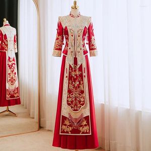 Etnik Giyim Çin Geleneksel Trend Hanfu Xiuhe Kostüm Oryantal Düğün Töreni Çin Gelin Elbise Klasik Antik Benzersiz Giyim