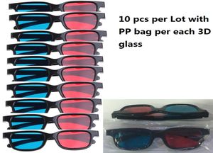 10 pezzi per lotto Nuovi occhiali 3D rossi blu Occhiali da visione 3D con cornice anaglifi per giochi di film DVD video TV6087847