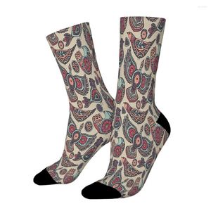 Erkek Çorap Bohem Harikalar Diyarı Karmaşık ve Güzel Desenler Süslü Kuşlar Düz Erkek Erkekler Kadın Kış Çorapları