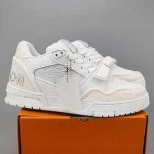 Designer Calfskin Leather Men's Running Shoes, High-Quality Casual Sneakers with Abloh Overlays