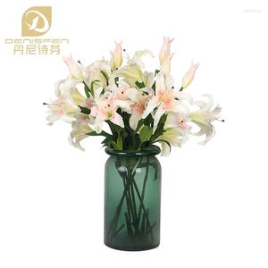 Flores decorativas 1pcs Denisfen Artificial Fake Home Decoration Real Touch Flower Lily Wedding 90cm