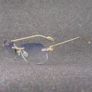 2023 Tasarımcı Gözlükleri Yeni Rimless Retro Tasarımcı Gölgeleri Modaya uygun güneş gözlükleri vintage kadınlar Clear Gafas de Sol Gözlük Çerçevesi Çerçeve Festivali