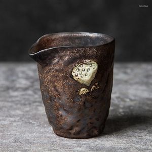 Fincan tabakları demir camlı el yapımı seramik fincan vintage çay deniz lotus kupaları seti yaldızlı çay fincanı çay eşyası töreni kapseni 180ml