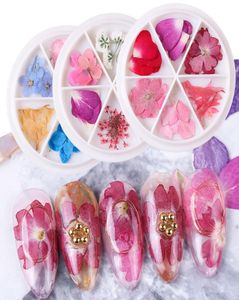 3D украшение для ногтей из сушеных лепестков в колесе, ультратонкий кулон из натуральных цветов и листьев, настоящие сохранившиеся наклейки, аксессуары Tips3293673