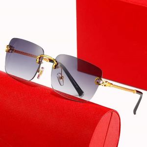 Tasarımcı güneş gözlüğü çifti gözlük tonları erkek güneş gözlüğü lüks carti gözlük metal çerçevesiz degrade renk eski yaz plaj erkek güneş gözlüğü moda