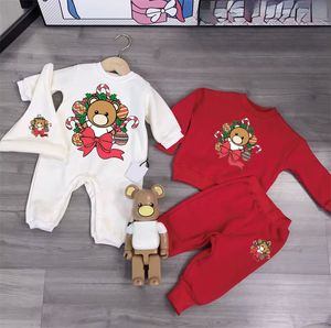 Noel Bebekler Toddlers Kalın Kaldırıcılar Moda Trailsuit Tasarımcı Baskı Noel Baba Romper Sevimli Bebek Sonbahar Çocuk Tulumları Çocuk Kız Erkek Kış Giysileri