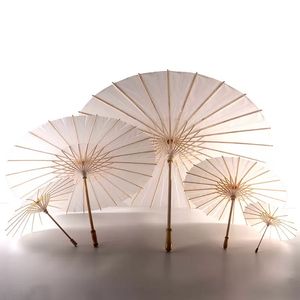 Gelin Düğün Parasolleri Beyaz Kağıt Şemsiyeleri Güzellik Öğeleri Çin Mini Zanaat Şemsiye Çapı 20cm 30cm 40cm 60cm