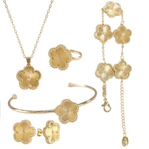 Designer quatro/folhas de trevo pulseira conjuntos de joias de bracelete colares de bracelete anéis conjunto de pulgle