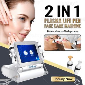 2 in 1 Two Handles Skin Care Surgical Plasma Lift Pen Medical Machine Cold High Frequency Laser Plasma Shower For Wrinkle Removal and Acne Treatment