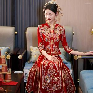 Etnik kıyafetler Yourqipao Çin Antik Xiuhe 2023 Gelinlik Geleneksel Gelin Elbise Setleri Parti Vestidos de Novia