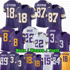 Justin Jefferson 18 T.J. Hockenson Addison Football Jerseys Joshua Dobbs Lewis Cine Kirk Cousins Randy Moss Danielle Hunter Harrison