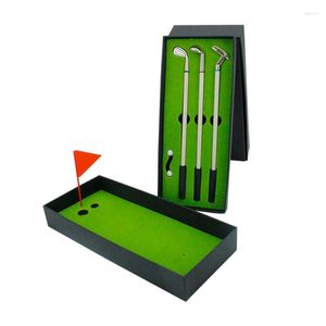 Mini Masaüstü Golf Hediyeleri Green 3pcs kulüp kalemleri 2pcs toplar iş kalemi seti