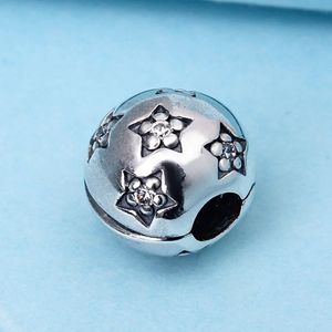 Conta de prata esterlina 925 Twinkle Twinkle Clip com CZ transparente para pulseiras e colares europeus Pandora Charm