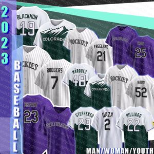 19 Charlie Blackmon Beyzbol Formaları Colorado Kris Bryant Rockies Brendan Rodgers Kyle Freeland C.J. Cron Alman Marquez Daniel Bard Michael Toglia Yonathan Daza