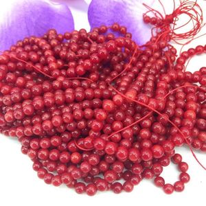 Perline bella pietra naturale corallo rosso rotondo 2-10mm prezzo all'ingrosso donne allentate creazione di gioielli fai da te trovare 15 pollici B610