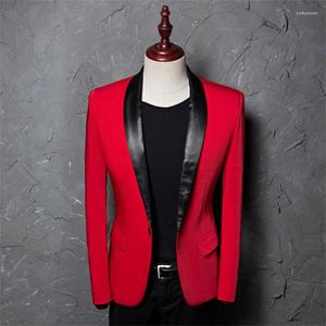 Мужские костюмы мужчин Slim Designs Korean Homme Terno Stage Costumes для певцов красный пиджак танцевальный одежда пиджак