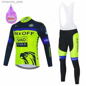 Bisiklet forması setleri fece bisiklet forması seti saxo banka tinkoff sıcak bisiklet giysileri dağ bisiklet kıyafetleri kış 2024 q231107